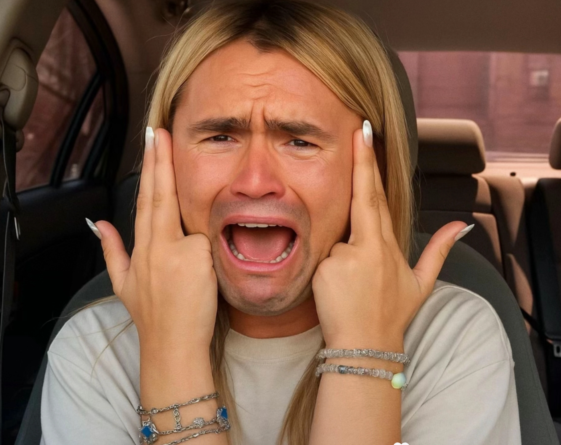 Blonde Guy Screaming in Car Kirkified